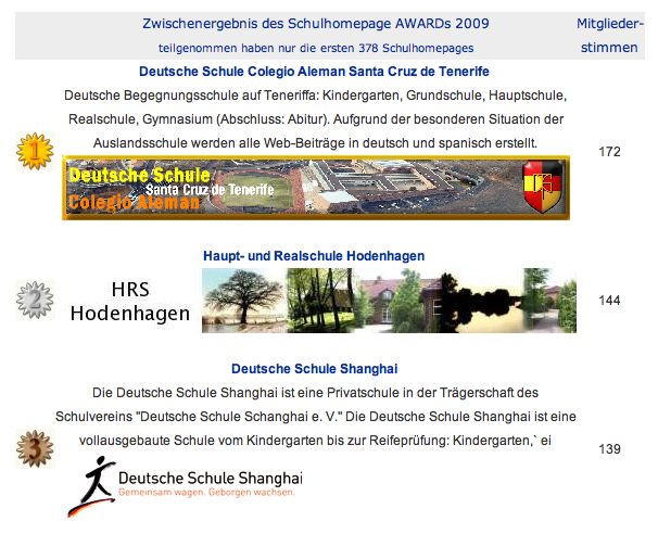 Schulhomepage Award 2009